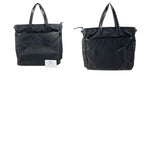 Prada Shoulder Bag Triangle Logo Leather Nylon Black — view 9