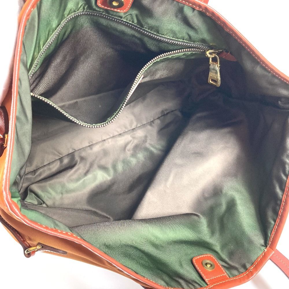 Prada Shoulder Bag Triangle Logo Leather Nylon Orange — view 4