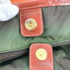 Prada Shoulder Bag Triangle Logo Leather Nylon Orange — view 6