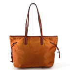Prada Shoulder Bag Triangle Logo Leather Nylon Orange — view 2