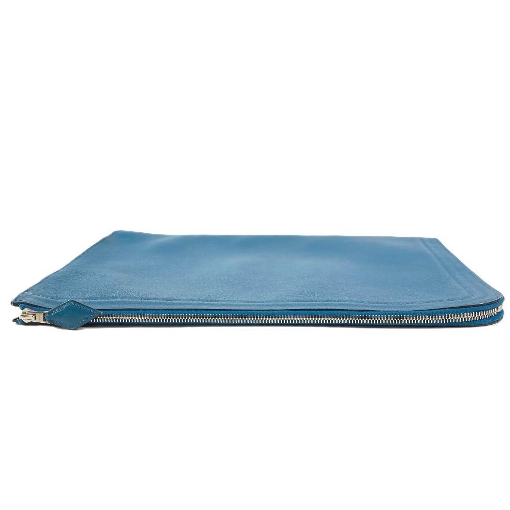 Hermes Clutch Zip Computer Ever Color Blue Degaris — view 4