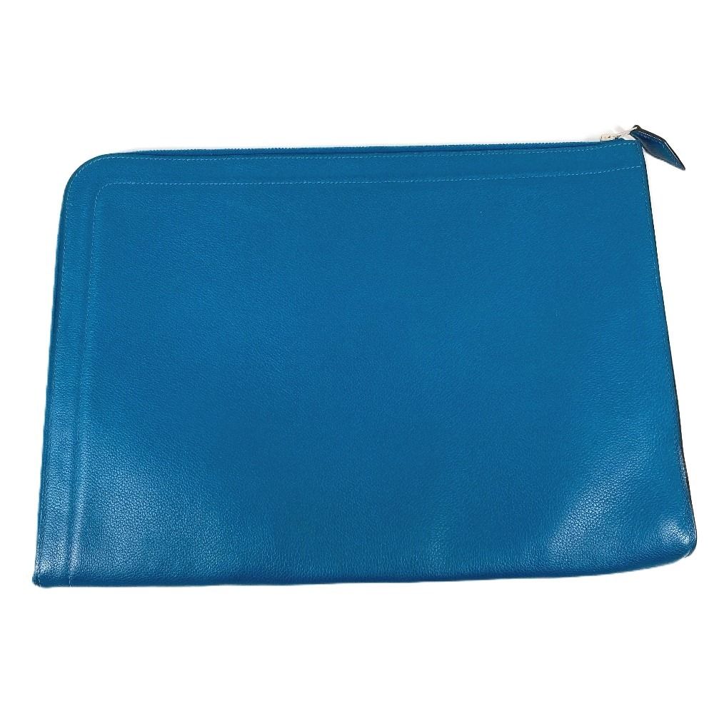 Hermes Clutch Zip Computer Ever Color Blue Degaris — view 2