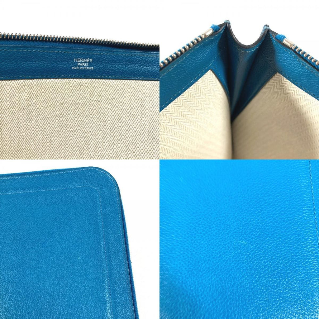 Hermes Clutch Zip Computer Ever Color Blue Degaris — view 8