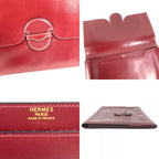 Hermes Clutch Leather Wine Red — view 8