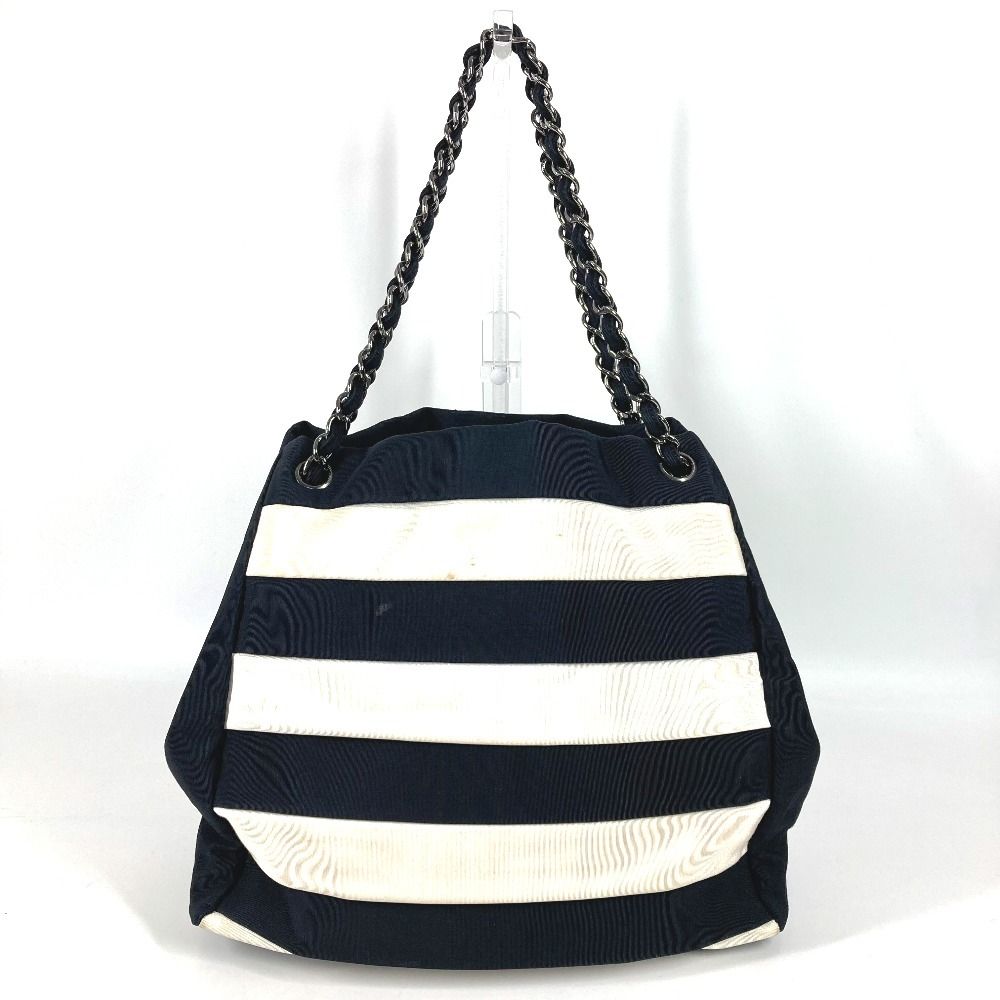 Chanel Shoulder Bag Border Nylon Canvas Black — view 2