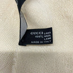 Gucci Scarf Ivory Fringe GG Pattern Wool — view 3
