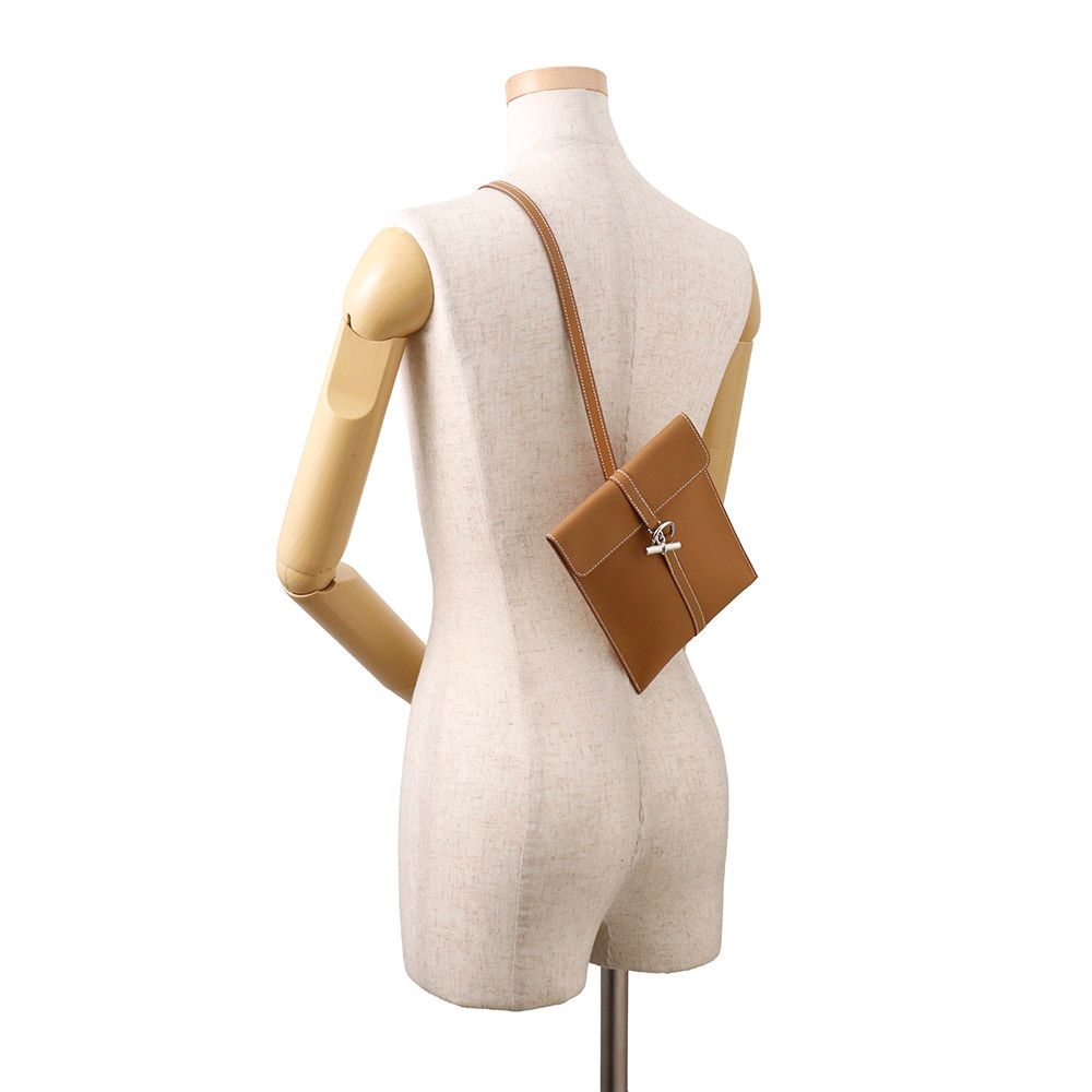 Hermes Shoulder Bag Glenan to Go Gold Silver Swift — view 4