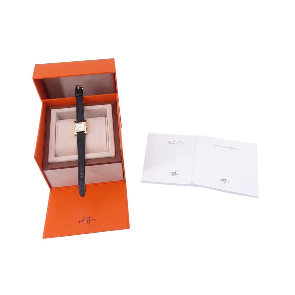 Hermes Watch Mini Epsom Black Silver Opaline Dial — view 4