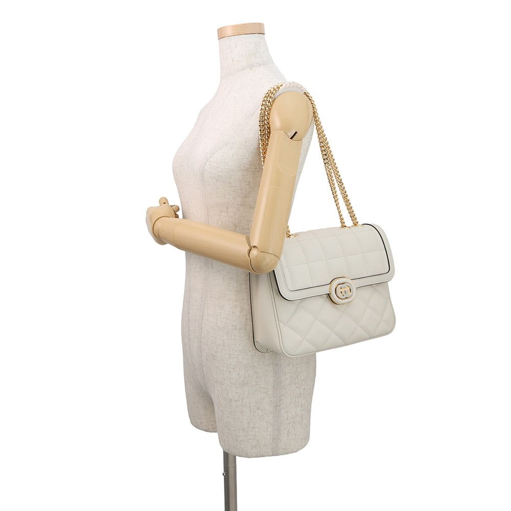 Gucci Shoulder Bag Deco Chain Bag Leather 2-Way White — view 4
