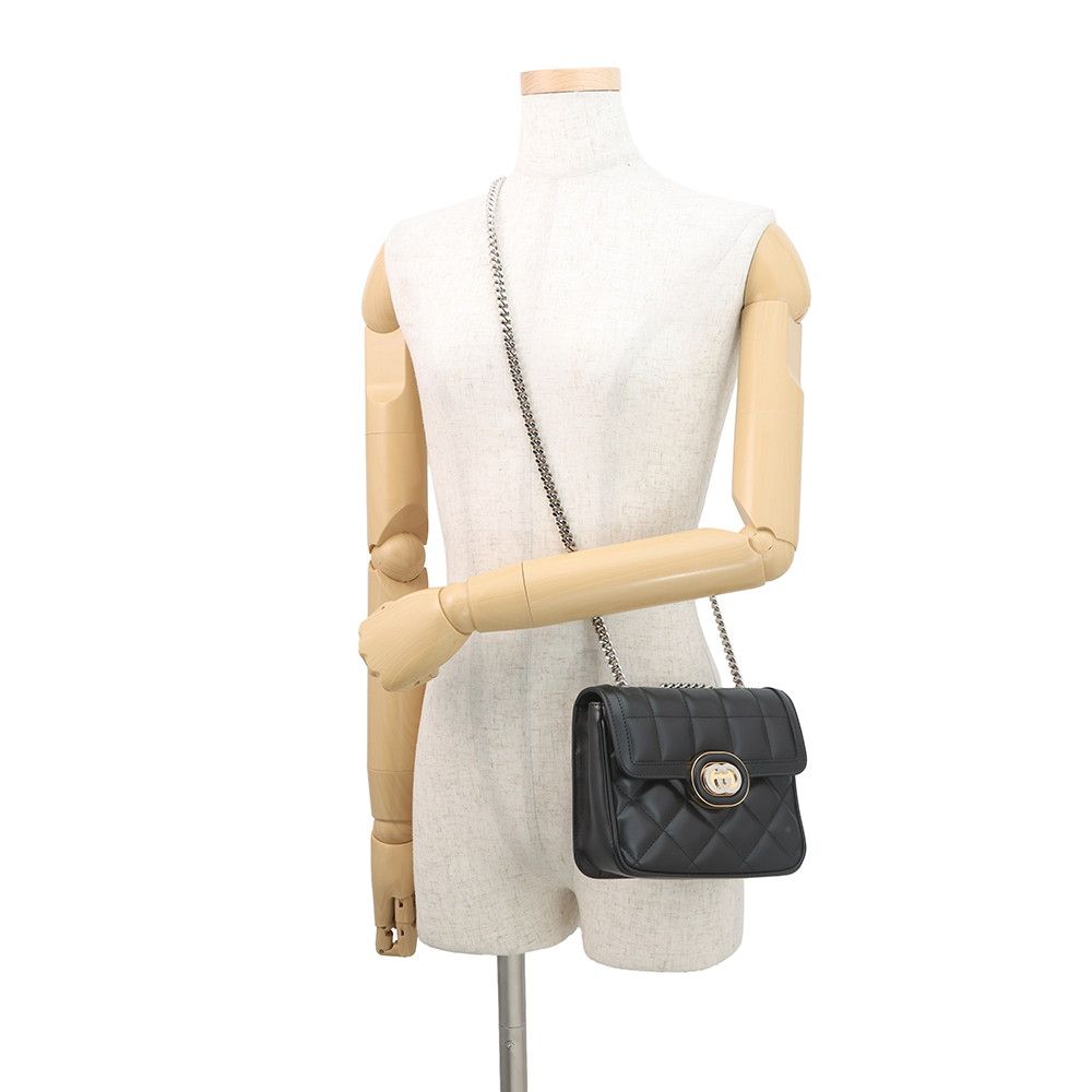 Gucci Shoulder Bag Deco Mini Chain Bag Leather 2-Way Black — view 5