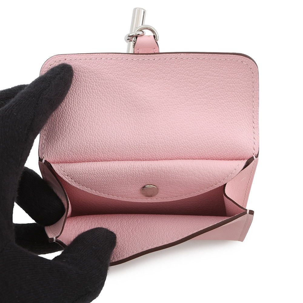 Hermes Coin Case Glenan Compact Wallet Rose Sakura Silver Swift — view 5