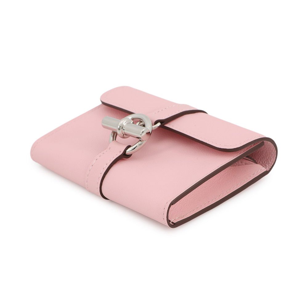 Hermes Coin Case Glenan Compact Wallet Rose Sakura Silver Swift — view 2