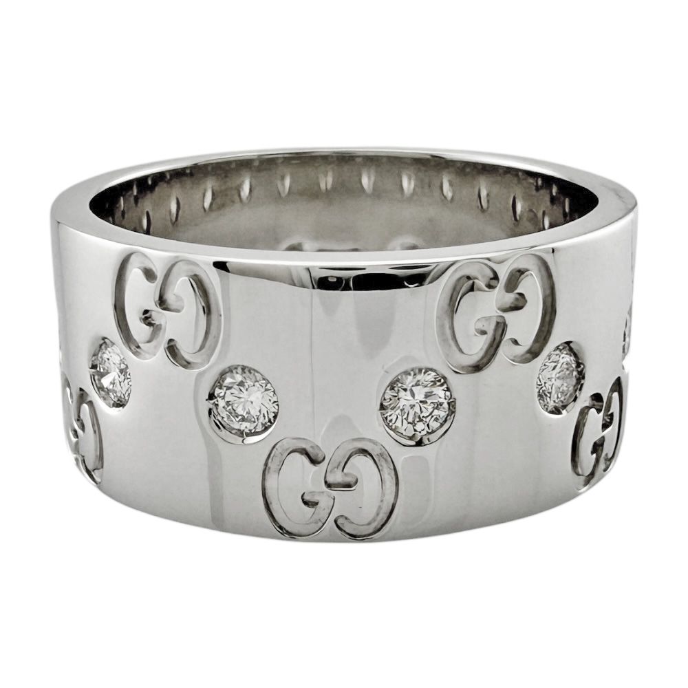 Gucci Icon Wide Ring 18k Gold 18k White Diamond — view 5