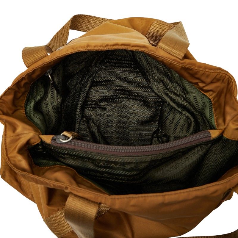 Prada Tote Shoulder Bag Brown Nylon Leather — view 9