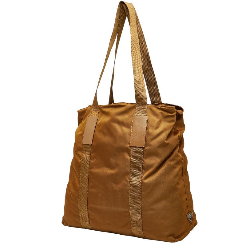 Prada Tote Shoulder Bag Brown Nylon Leather — view 2