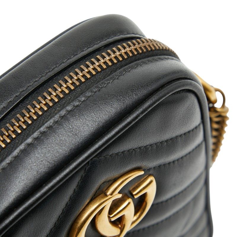 Gucci GG Marmont Chain Mini Shoulder Bag Black Leather — view 8