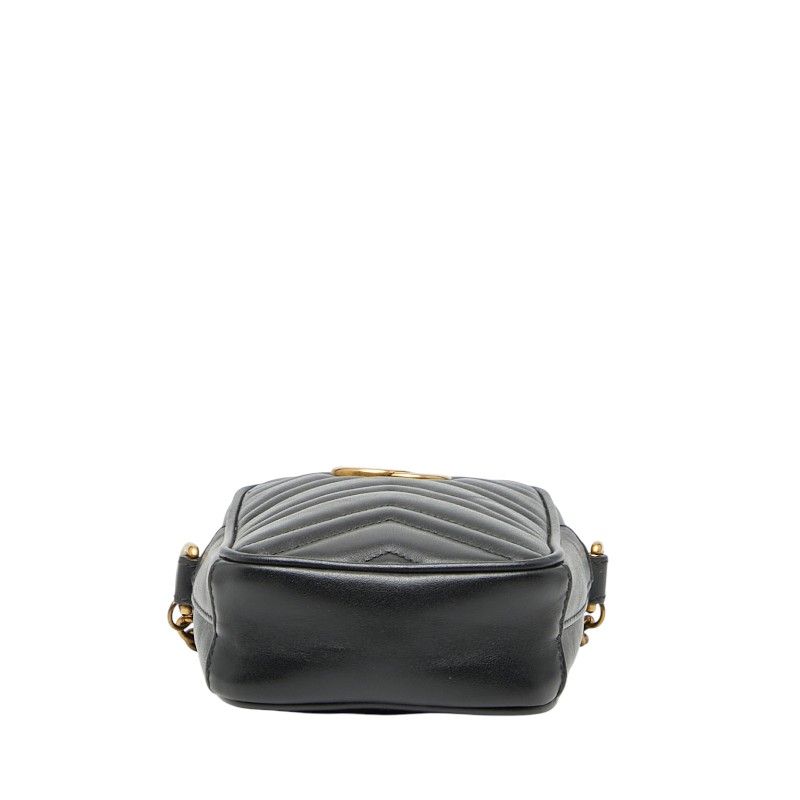 Gucci GG Marmont Chain Mini Shoulder Bag Black Leather — view 3
