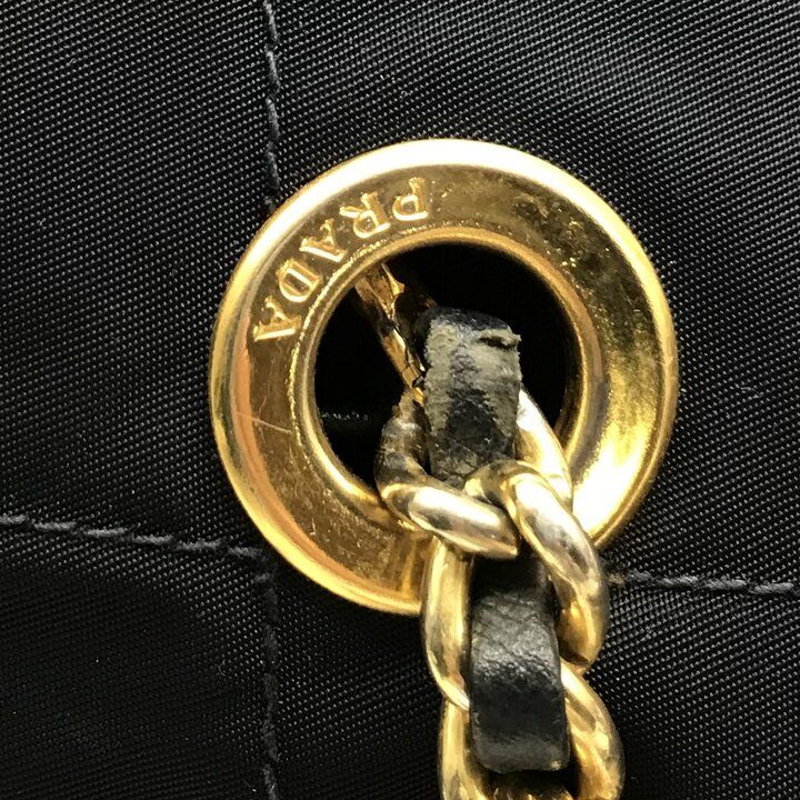 Prada Nylon Tessuto Triangle Logo Quilted Chain Tote Navy — view 8