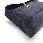 Prada Nylon Tessuto Triangle Logo Quilted Chain Tote Navy — view 4