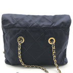 Prada Nylon Tessuto Triangle Logo Quilted Chain Tote Navy — view 2