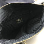 Prada Nylon Tessuto Triangle Logo Quilted Chain Tote Navy — view 9