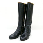Chanel Chain Long Boots 38.5 Black Gold Quilted Shoes — view 2