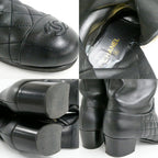 Chanel Chain Long Boots 38.5 Black Gold Quilted Shoes — view 8