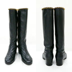 Chanel Chain Long Boots 38.5 Black Gold Quilted Shoes — view 4