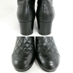 Chanel Chain Long Boots 38.5 Black Gold Quilted Shoes — view 7