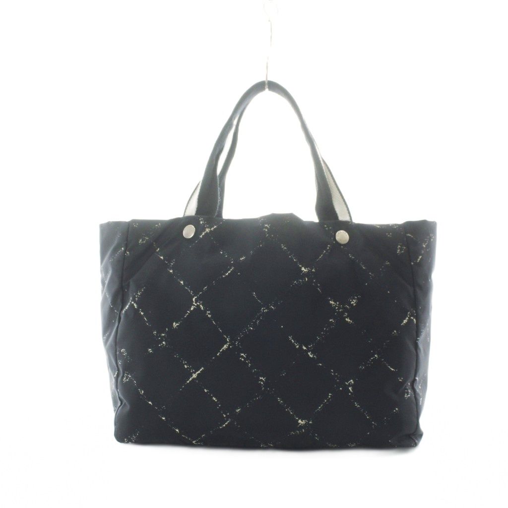 Chanel Travel Line Tote Nylon Black Plaid Pattern RI — view 2