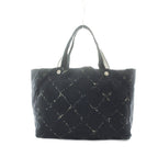 Chanel Travel Line Tote Nylon Black Plaid Pattern RI — view 2