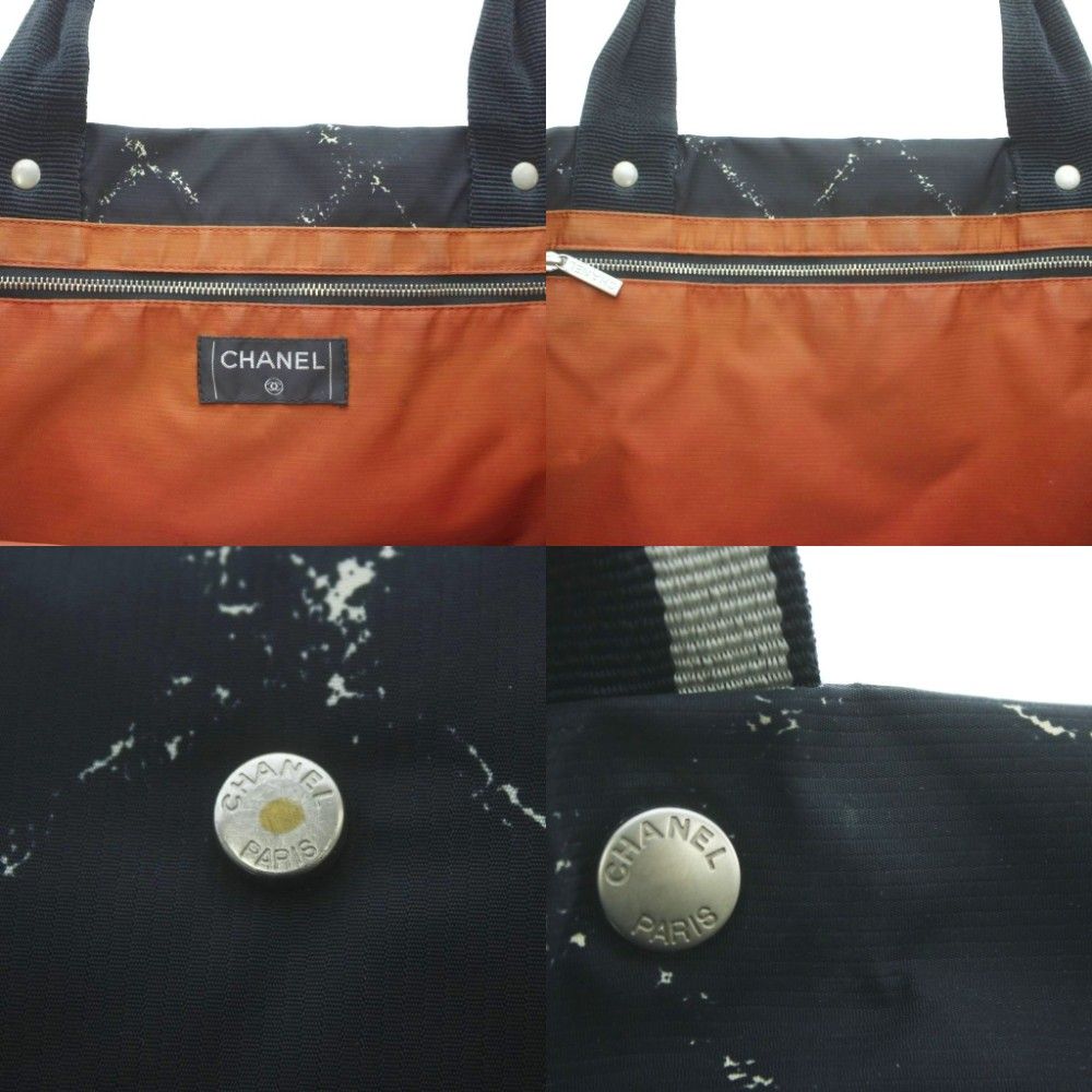 Chanel Travel Line Tote Nylon Black Plaid Pattern RI — view 9