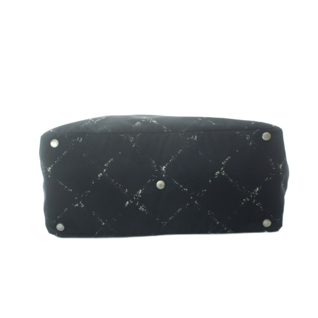 Chanel Travel Line Tote Nylon Black Plaid Pattern RI — view 4