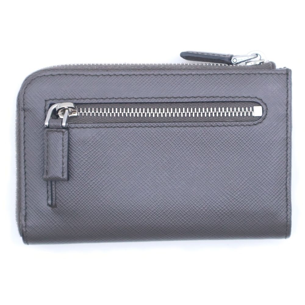 Prada Saffiano Leather Key Card Case Pouch Gray — view 2