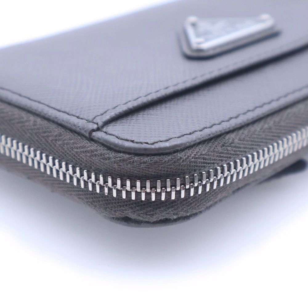 Prada Saffiano Leather Key Card Case Pouch Gray — view 5