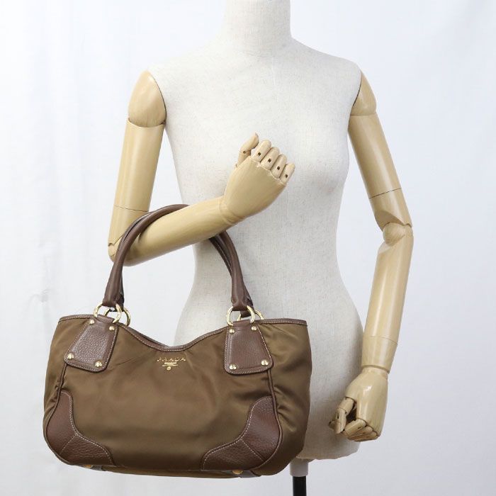 Prada Tote Nylon Totes Brown — view 9