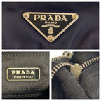 Prada Tessuto Black Silver Nylon Leather Handbag Pouch — view 4