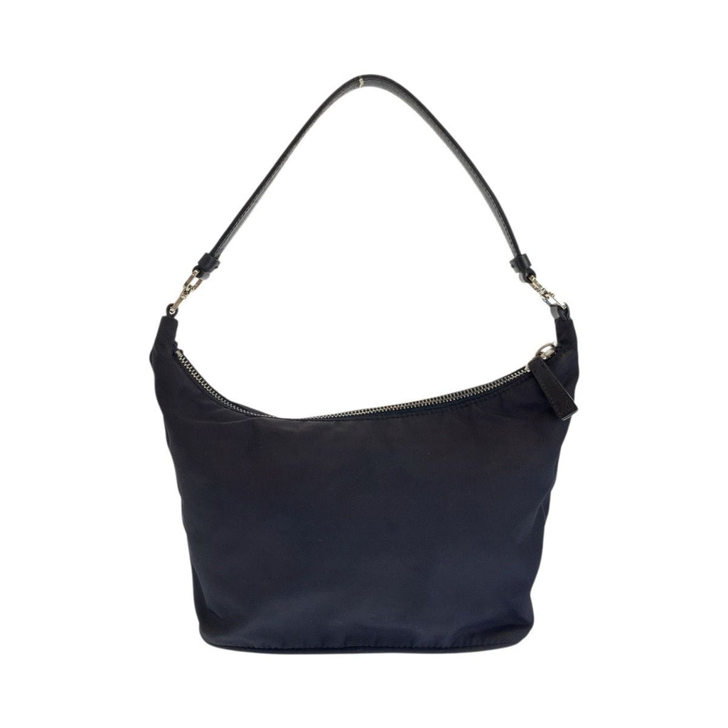 Prada Tessuto Black Silver Nylon Leather Handbag Pouch — view 2