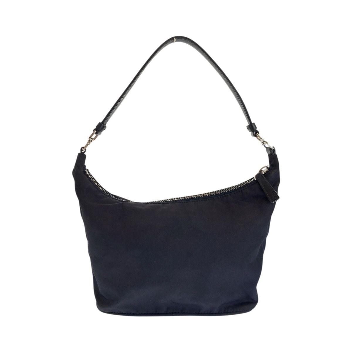 Prada Tessuto Black Silver Nylon Leather Handbag Pouch — view 2