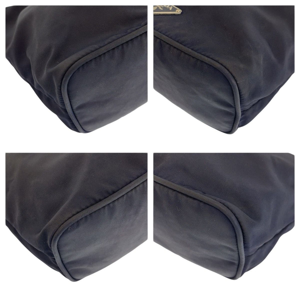 Prada Tessuto Black Silver Nylon Leather Handbag Pouch — view 3