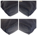 Prada Tessuto Black Silver Nylon Leather Handbag Pouch — view 3