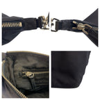 Prada Tessuto Black Silver Nylon Leather Handbag Pouch — view 5