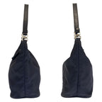 Prada Tessuto Black Silver Nylon Leather Handbag Pouch — view 8