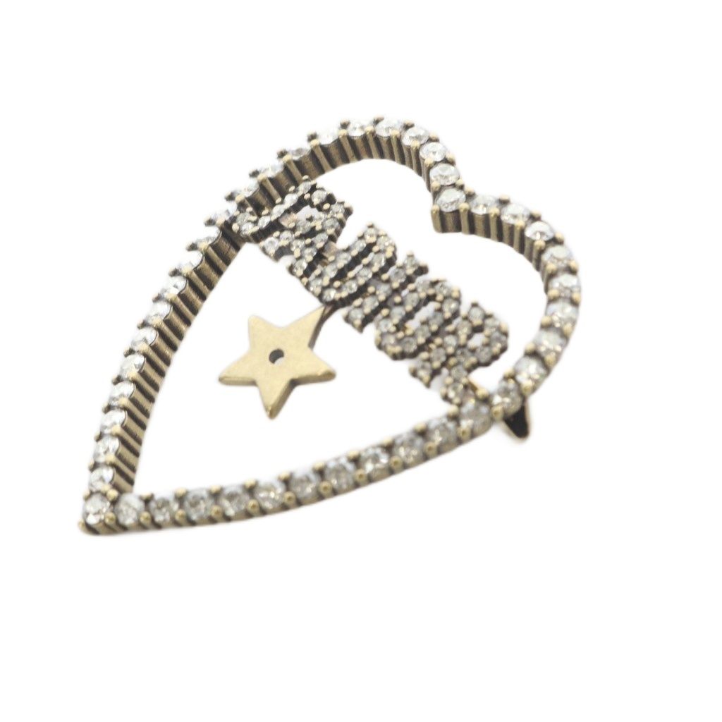 Dior Brooch Metal Rhinestone Gold — view 3