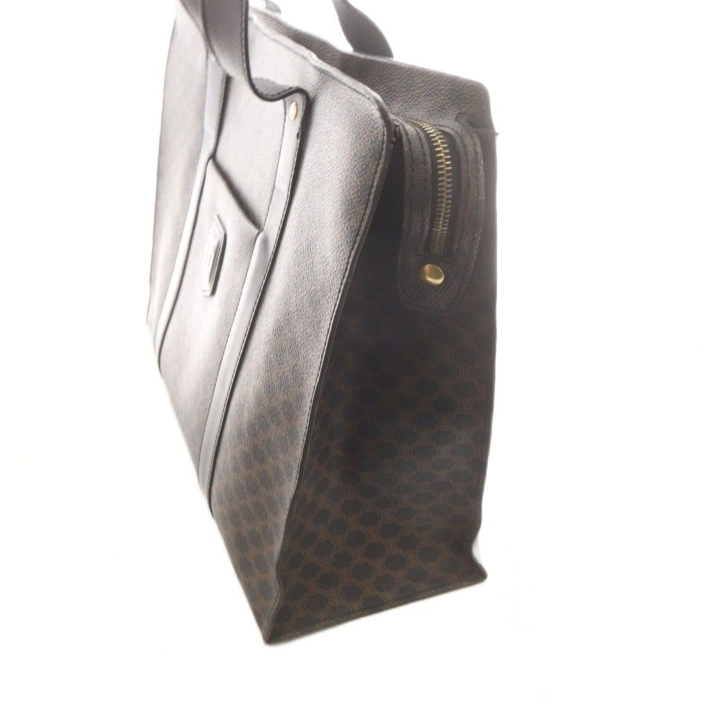 Celine Macadam Pattern Tote Shoulder Bag Leather Brown Black — view 4