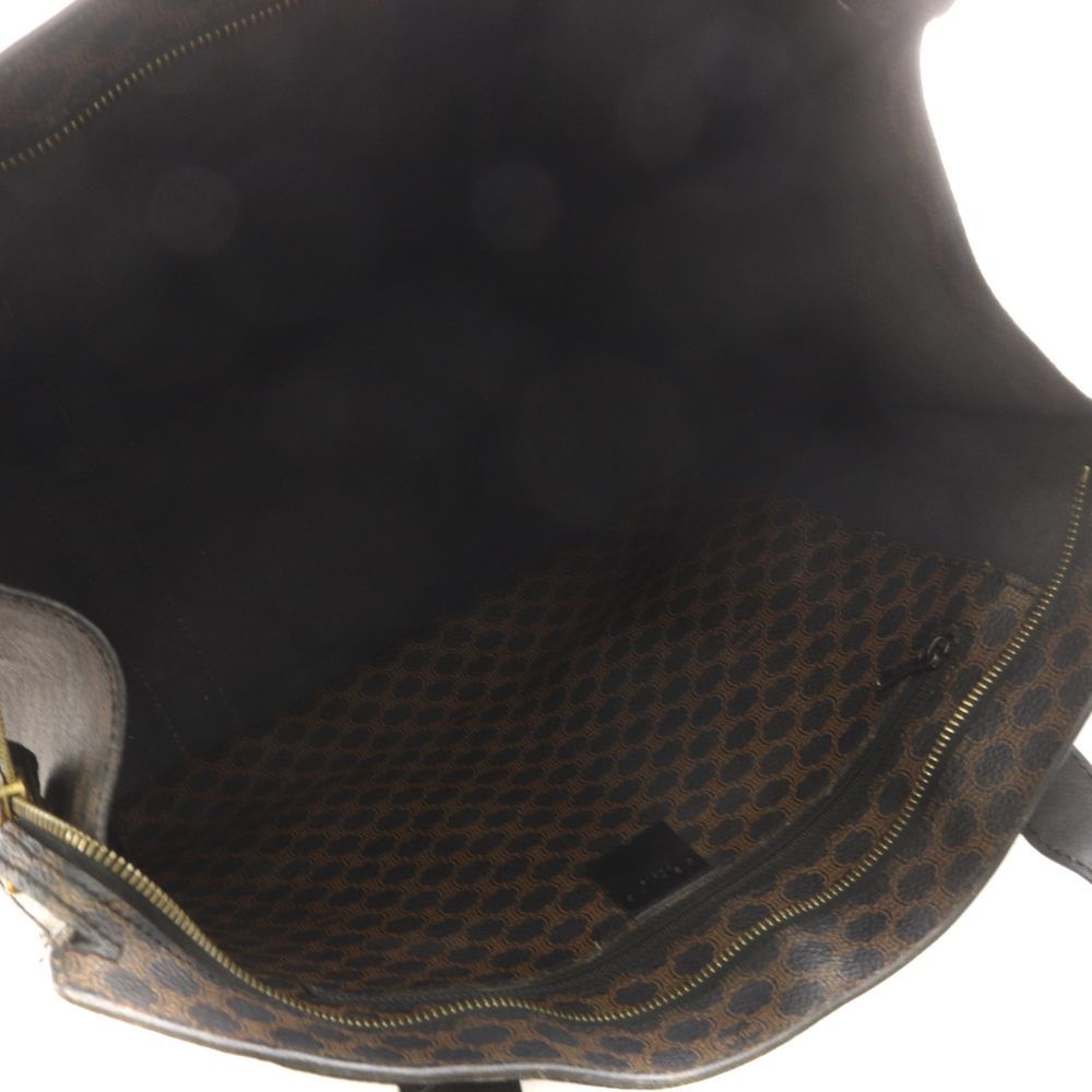 Celine Macadam Pattern Tote Shoulder Bag Leather Brown Black — view 6