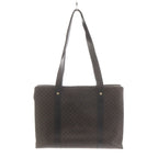 Celine Macadam Pattern Tote Shoulder Bag Leather Brown Black — view 2