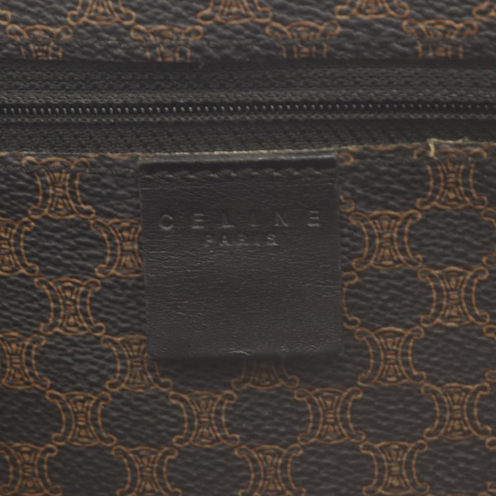 Celine Macadam Pattern Tote Shoulder Bag Leather Brown Black — view 3