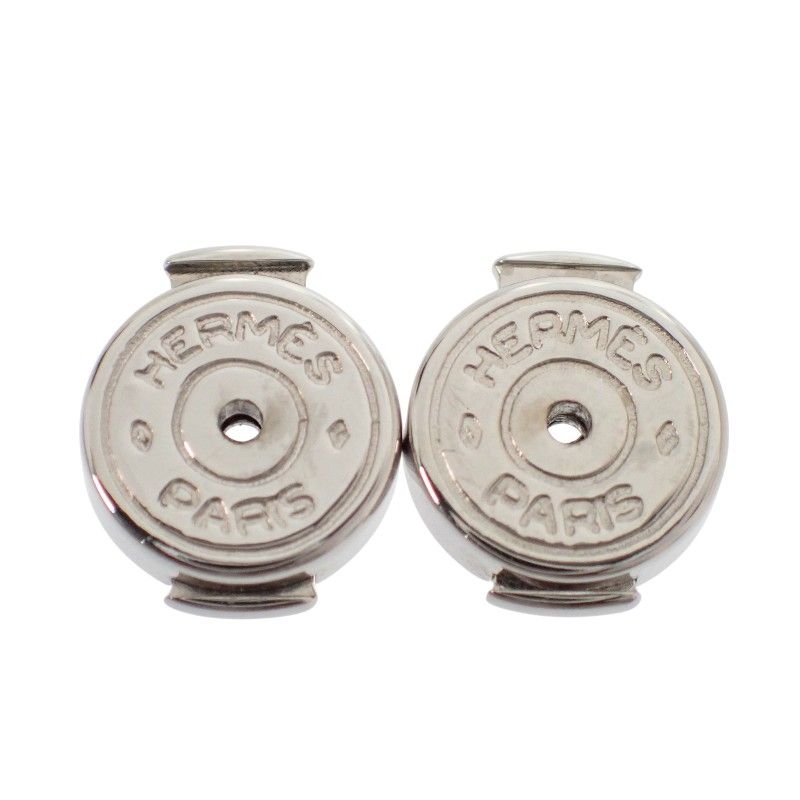 Hermes Cage Ash Cube Earrings Stud Both Ears Metal Blue Silver — view 9