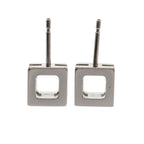 Hermes Cage Ash Cube Earrings Stud Both Ears Metal Blue Silver